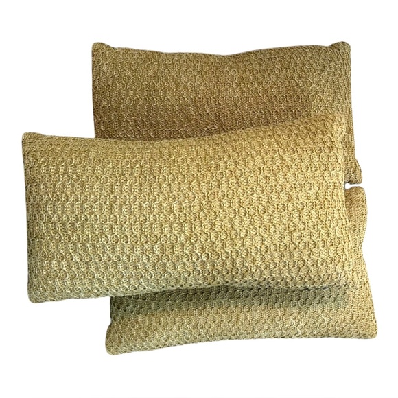 Set of (3) Pottery Barn Faux Natural Fiber Honeycomb Outdoor Lumbar Pill… - Picture 1 of 15